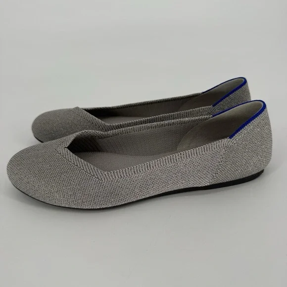 Rothy's The Flat Metallic Silver Women's 9.5 Round Toe Ballet Shoes - Picture 3 of 7